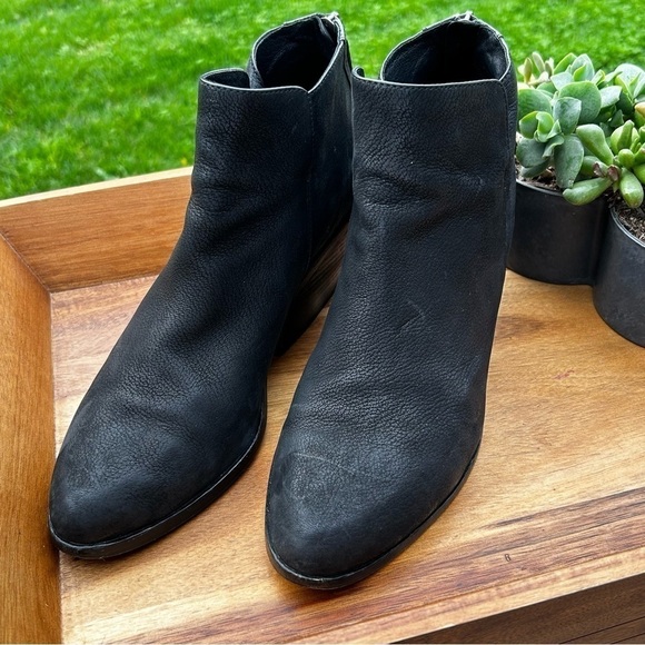 EILEEN FISCHER  “PEER” Suede Booties Heeled Ankle Boots Black | Size 9.5 - Picture 3 of 11